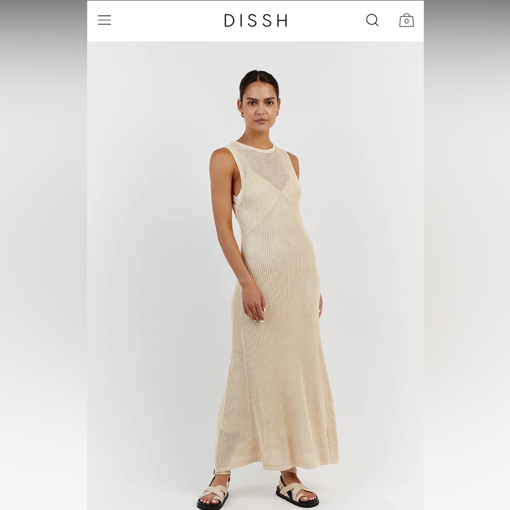 DISSH OPHELIA NATURAL CROCHET MAXI DRESS